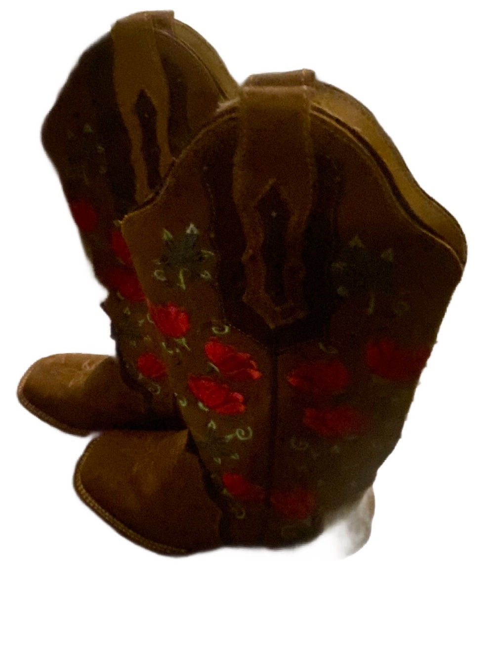 Women’s Brown Cowboy Boots with Red Floral Embroidery Reyme made in Mexico